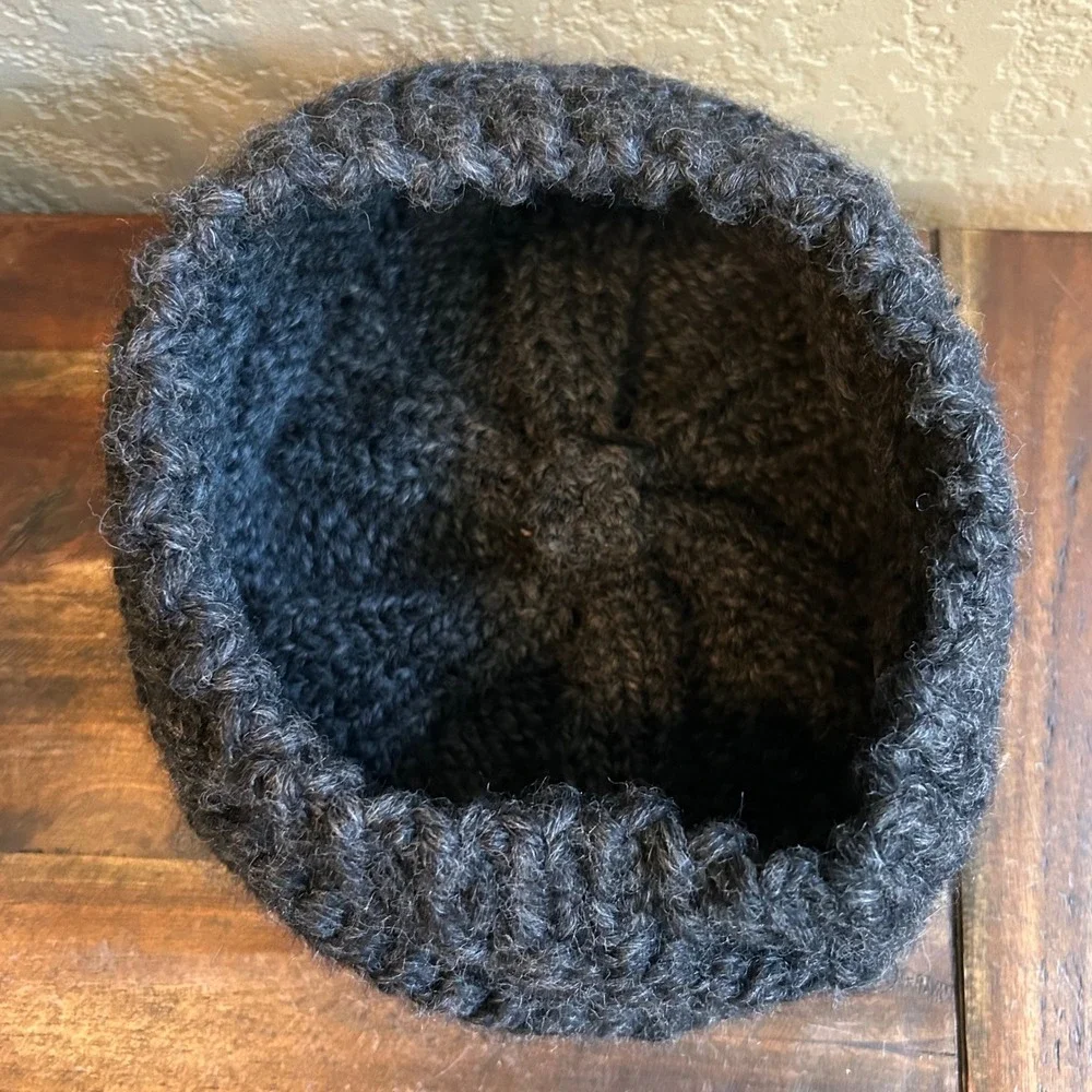 Unbranded Charcoal Gray Knit Cloche Hat Soft Foldable Winter Bucket Style